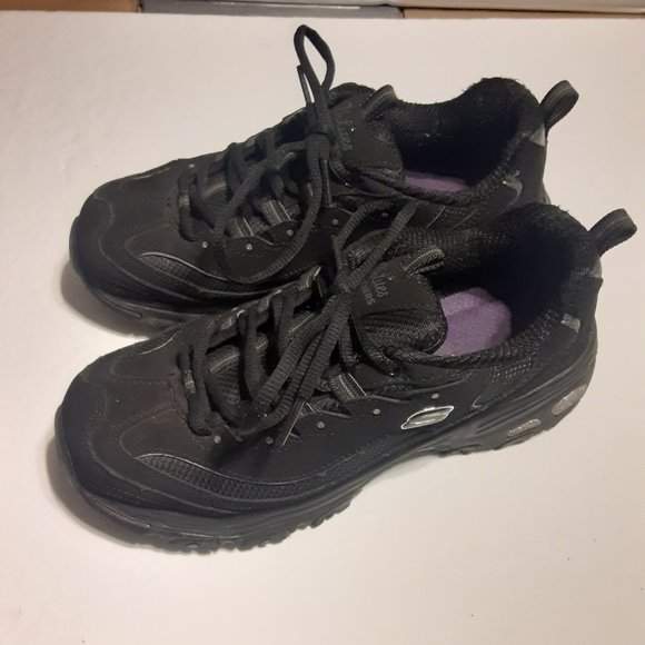 Skechers D Lites Play On Lace Up Black Women's Shoes 11930EW Size 7.5 - Picture 1 of 9